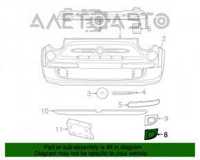 Capacul de protecție pentru farul de ceață stânga Fiat 500 12-17