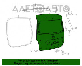 Дверь багажника голая Fiat 500 12-17 белый KW3 вмятины, ржавчина