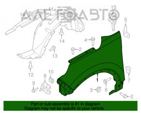 Aripa dreapta fata Ford Explorer 11-15 pre-restilizare alb YZ, mufa