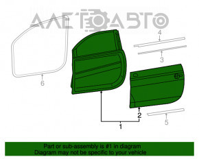 Дверь в сборе передняя левая Fiat 500 12-19 черный PXR, тычки, загнут угол