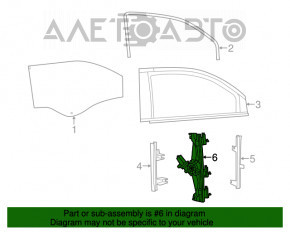 Geam electric cu motor, dreapta față, Fiat 500 12-19