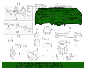 Panoul frontal cu AIRBAG pentru Fiat 500 12-15, lucios, grafit