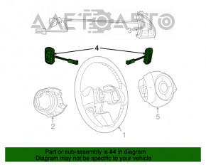 Butonul de control al radio-ului de pe volanul drept al Fiat 500 12-19.