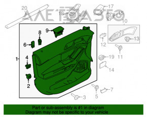 Capacul ușii cartela dreapta față Ford Explorer 11-15, piele neagră de lux.