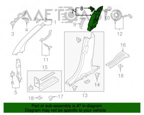 Capacul stâlpului central, curea superioară stânga pentru Ford Explorer 11-19, negru.