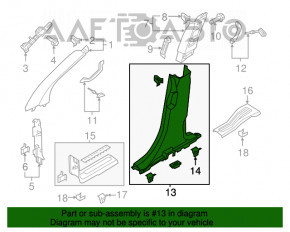 Capacul stâlpului central dreapta jos Ford Explorer 11-19 negru, zgârieturi