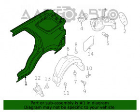 Aripa spate dreapta Ford Explorer 11-19 alb YZ.