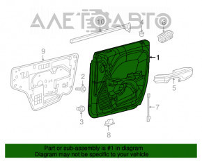 Capacul ușii, cartela din față dreapta Dodge Challenger15-19, negru mat, catifea, piele.