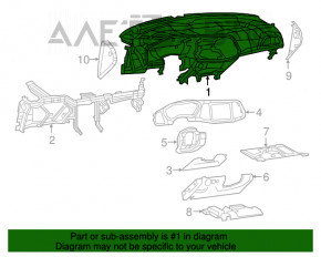 Panoul frontal al torpilei fără AIRBAG pentru Dodge Challenger 15-19 restilizat, negru.