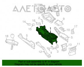 Consola centrală cu cotieră și suporturi pentru pahare Dodge Challenger 15-19 restilizată, neagră, cu cusături