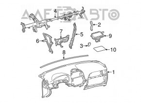 Panoul frontal fără AIRBAG Toyota Sienna 11-14 negru cu gri