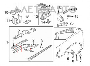 Panoul frontal stânga cu stâlp central pentru VW Tiguan 09-17, roșu.