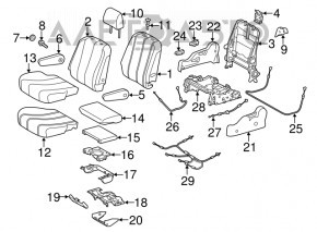 Rândul din spate dreapta al scaunelor, al doilea rând Toyota Sienna 11-14, din catifea gri, pentru 8 locuri, mecanic, pentru curățare chimică.