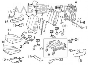 Scaun de pasager Toyota Sienna 11-14 fără airbag, mecanic, din catifea, gri, de curățat chimic.