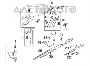 Capacul stâlpului frontal stânga jos VW CC 08-17 negru.