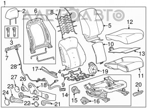 Пассажирское сидение Chevrolet Cruze 11-15 без airbag, черное с среым, под химчистку