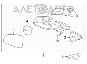 Oglindă laterală dreapta Chevrolet Cruze 11-15 cu 3 pini, structură