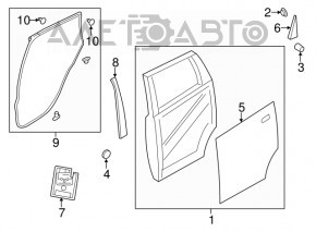 Ușa goală din spate dreapta pentru Nissan Versa Note 13-19