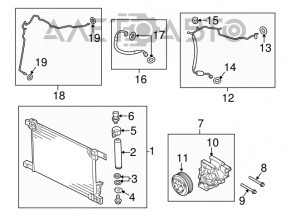 Radiatorul condensatorului de aer condiționat Nissan Versa 12-19 SUA