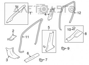 Capacul pragului din spate dreapta pentru Nissan Versa Note 13-19, negru, uzat