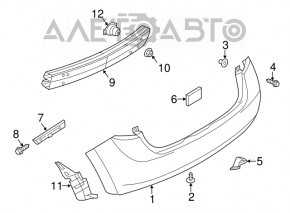 Bara spate goală Nissan Versa Note 13-16 pre-restilizare, gri, crăpată în montare