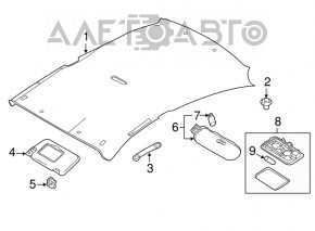 Обшивка потолка Nissan Versa Note 13-19 серая, без люка, под чистку, залом