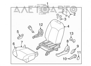 Водительское сидение Nissan Versa Note 13-19 без airbag, мех, тряпка черн, стрельнувшее