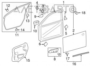 Дверь голая передняя левая Lexus ES300h ES350 13-18 OEM