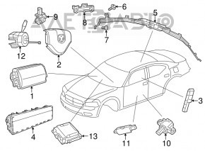 Airbag-ul de pasager din bordul Dodge Charger 11-