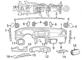 Panoul frontal al torpilei fără AIRBAG Dodge Charger 15-20 restilizat negru 3.6