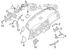 Panoul frontal al torpilei fără AIRBAG Infiniti JX35 QX60 13-15, negru, cu zgârieturi.