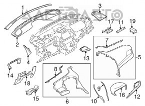 Накладка колени водителя Lincoln MKC 15- коричневая