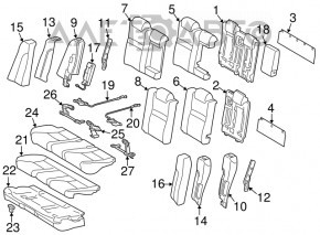 Rândul din spate al scaunelor, al doilea rând Toyota Camry v50 12-14 SUA, material textil, gri