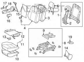 Пассажирское сидение Toyota Camry v50 12-14 usa с airbag, кожа беж+замш, элекро, подогрев, под химч, заломы на коже