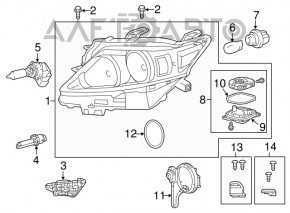 Фара передняя левая в сборе Lexus RX350 RX450h 13-15 рест ксенон