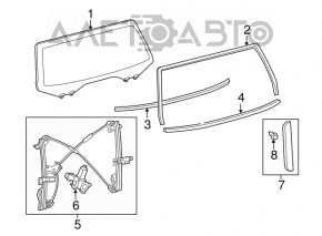 Moldura de sticlă a ușii portbagajului stânga Toyota Sequoia 08-16