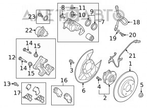 Rulmentul roții din spate stânga Mazda CX-5 17- awd ruginit.