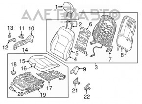 Scaun de pasager Hyundai Elantra AD 17-20 fără airbag, material textil gri, ars, necesită curățare