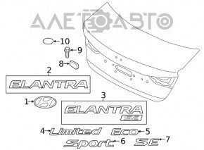 Эмблема надпись Elantra SE крышки багажника Hyundai Elantra AD 17-18