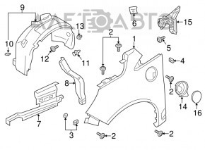 Aripa față stânga Ford C-max MK2 13-18 Energy, albastru YQ, zdrobită, zgârieturi