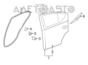 Ușă asamblată spate dreapta Nissan Versa 12-19 SUA, alb QM1