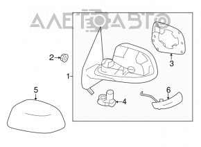 Зеркало боковое левое Nissan Versa 12-19 3 пина, графит