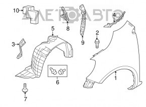 Крыло переднее правое Nissan Versa 12-19 usa белый QM1