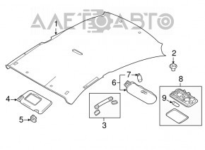 Обшивка потолка Nissan Versa 12-19 usa без люка