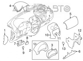 Накладка колени водителя Nissan Versa Note 13-19 черная