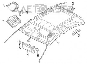 Обшивка потолка Nissan Altima 13-18 без люка, серый