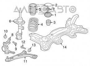 Suport amortizor asamblat față stânga Fiat 500 12-19