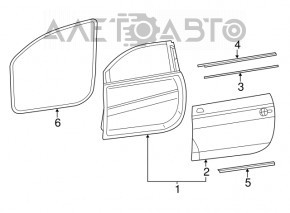 Moldură ușă-sticlă față centrală stânga Fiat 500 12-19