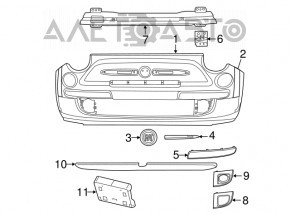 Suportul de prindere a bara fata, aripa stanga Fiat 500 12-19, nou, original OEM.