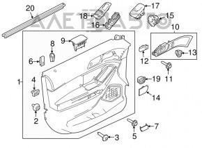 Capacul ușii cartela dreapta față Ford Explorer 11-15, piele neagră de lux.